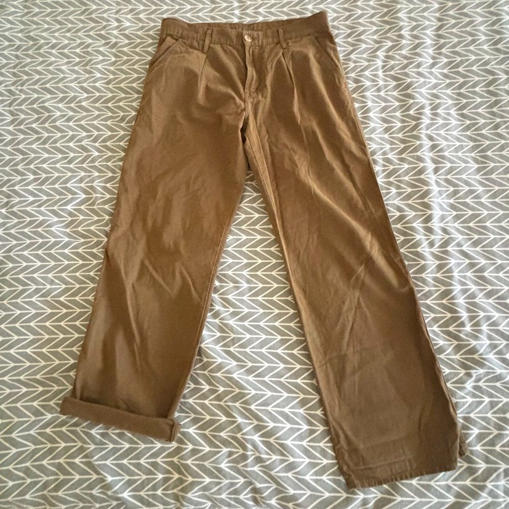 Mother Jeans Brand Pleated Greaser Prep cropped chinos SZ 29 Hula Green